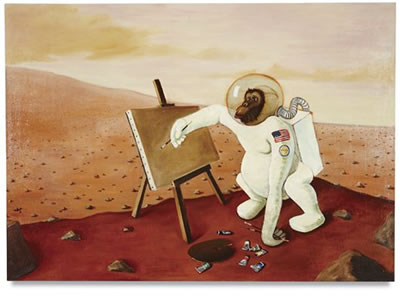 Portrait of Sean Landers: Space-Ape on Mars, Self-portrait, 1997