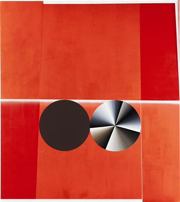 Double Circle #1 (Red, Brown, White, Grey, Partial Eclipse)