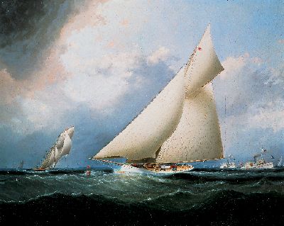 Puritan Leading Genesta: America's Cup 1885