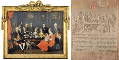 Portrait de la famille de Mollans dans leur salon de leur Hôtel de Besançon