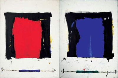 Study masses reddish-blue, 1988 --diptych