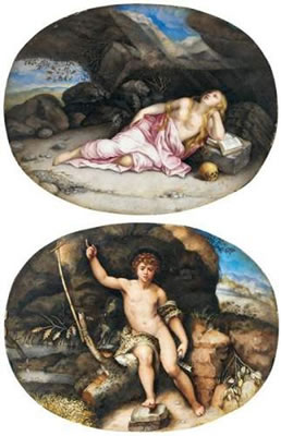 St. Mary Magdalene;St. John the Baptist,Oval; a pair (2)