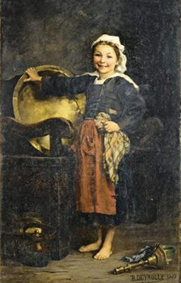 Sample artwork by Theophile-Louis Deyrolle (1844 - 1923), known for floral landscape with figure painting - View similar artists and auction records