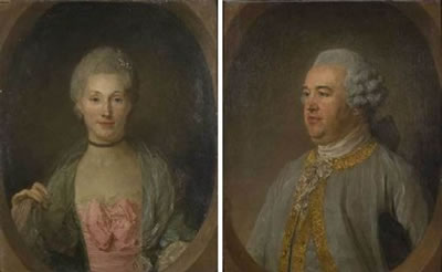 Portraits de Denis Mac Carthy, seigneur de Beaugé et de Fonvidal (Limerick 1719 - Bordeaux 1796) et de Jeanne Fitz-Gerald (1730-1780), son épouse (a pair)