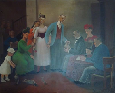 La signature du contrat de mariage by Madeleine Luka - Auction record, sale price, and art valuation. Compare with similar artists and explore comparable artworks.