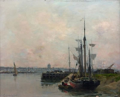 Dunkerque, bateaux à quai by Charles Lapostolet - Auction record, sale price, and art valuation. Compare with similar artists and explore comparable artworks.