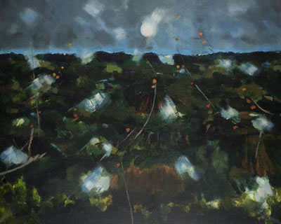 Paysage, soleil couchant