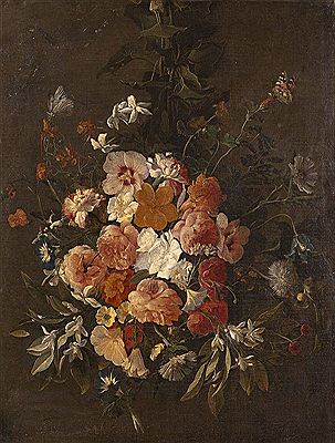 Bouquet de fleurs suspendu aux papillons