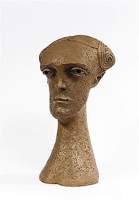 Sample artwork by Kosta Alex (1925 - 2005), known for humorous over life-size head sculpture, found materials, collages - View similar artists and auction records