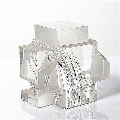 Sculpture en verre optique, taillé, pièce unique
