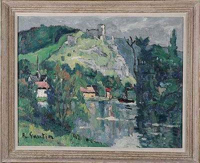 Sample artwork by René Sautin (1881 - 1968), known for genre, townscape paintings - View similar artists and auction records