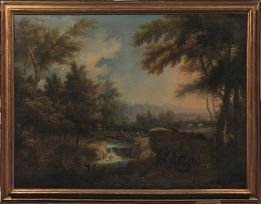 PAESAGGIO FLUVIALE CON CONTADINI E VIANDANTI; PAESAGGIO FLUVIALE CON PASTORI E VIANDANTI (2) by Michele Pagano - Auction record, sale price, and art valuation. Compare with similar artists and explore comparable artworks.