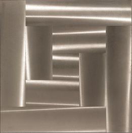 Sample artwork by Getulio Alviani (1939 - 2018), known for vibrating texture surface sculpture - View similar artists and auction records