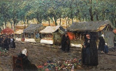 Sample artwork by Albert Engstfeld (1876 - 1956), known for naturalistic portraits, genre scenes, and depictions of bourgeois domestic life in early 20th-century germany - View similar artists and auction records
