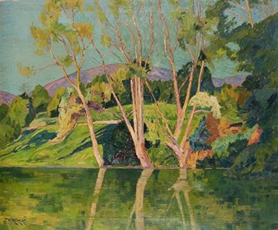 Sich spiegelnde Bäume am Ufer by Willy Wilhelm Kukuk - Auction record, sale price, and art valuation. Compare with similar artists and explore comparable artworks.