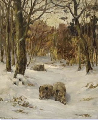 Wildschweine im Schnee