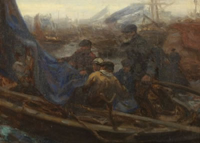 Pêcheurs affalant les voiles