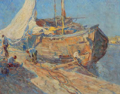 Barconi e rappezzatori di reti a Viareggio