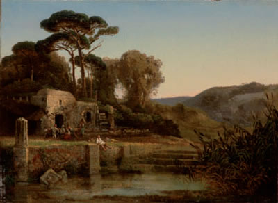 Paesaggio con rovine antiche, pastori e gregge