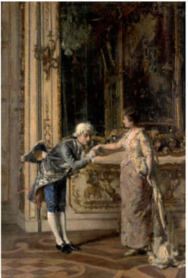 Il Baciamano a Villa Clerici by Giuseppe Barbaglia - Auction record, sale price, and art valuation. Compare with similar artists and explore comparable artworks.
