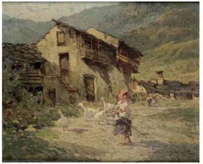 Contadina con oche