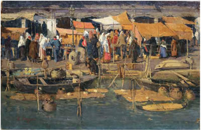 Sample artwork by Leonardo Bazzaro (1853 - 1937), known for landscape, rural life, portrait and harbor scene painting - View similar artists and auction records
