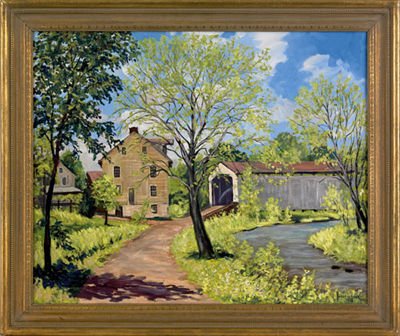 FARMHOUSE AND COVERED BRIDGE