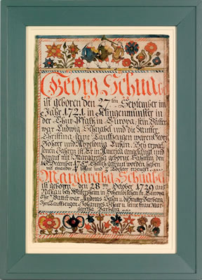 CERTIFICATE FOR GEORG AND MARGARETHA SCHNABEL