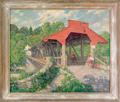 LANDSCAPE WITH TWO CHILDREN RIDING BICYCLES by Ralph Dunkelberger - Auction record, sale price, and art valuation. Compare with similar artists and explore comparable artworks.