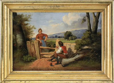 Rural landscape with man and woman