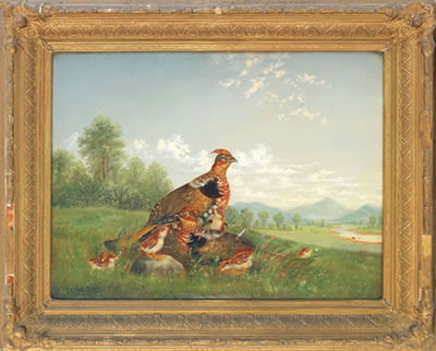 Landscape with a family of grouse