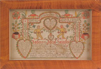 Fraktur birth certificate for Johann Jacob Heibach, born 1771, Albany Township, Berks County