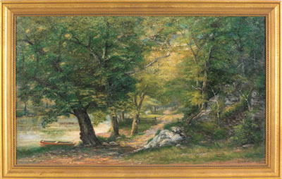 Wooded landscape with a river