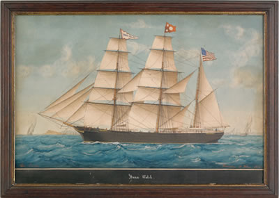 The three-masted barque Anna Walsh by Jose Pineda - Auction record, sale price, and art valuation. Compare with similar artists and explore comparable artworks.