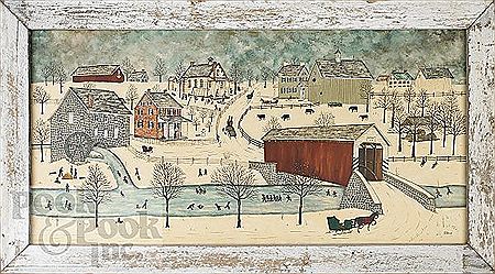 Winter landscape with schoolhouse