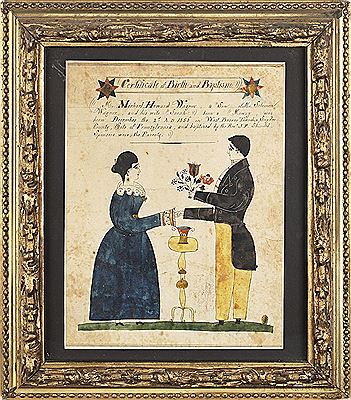 Certificate of Birth and Baptism, done for Michael Wagnor, 1856, Snyder County