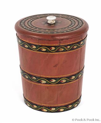 Painted sugar bucket with lid