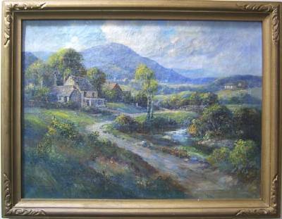 River and House by George Newman - Auction record, sale price, and art valuation. Compare with similar artists and explore comparable artworks.