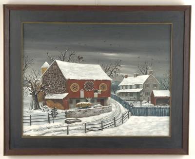 Sample artwork by David Ellinger (1913 - 2003), known for folk art-still life, birds, landscape - View similar artists and auction records