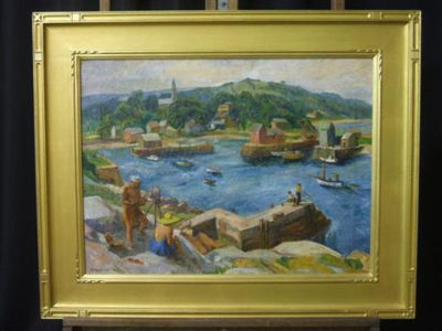 EMILE GRUPPE AND HIS SISTER PAINTING ROCKPORT MOTIF NO. 1