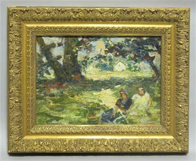 SPRINGTIME - TWO CHILDREN READING UNDER A TREE
