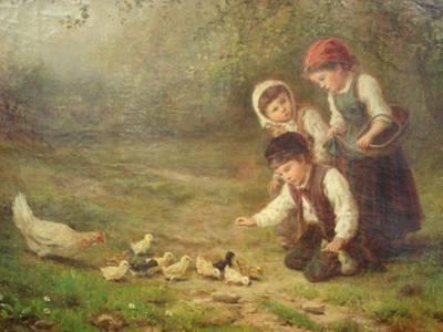 Children Feeding Ducks