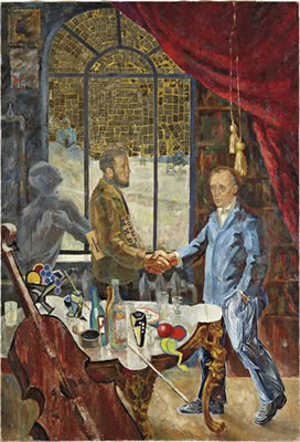 Meeting Between Solzhenitsyn and Böll at Rostropovich's Country House from Sots Art Series, 1972