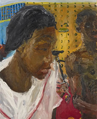 Portrait of Chris (Christopher) Ofili: Self Portrait with Sister and Bike