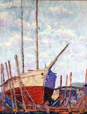 Untitled (boats at drydock) by Ora Inge Maxim - Auction record, sale price, and art valuation. Compare with similar artists and explore comparable artworks.
