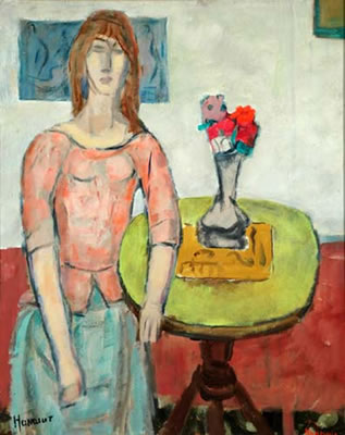 Woman in Pink with Bouquet