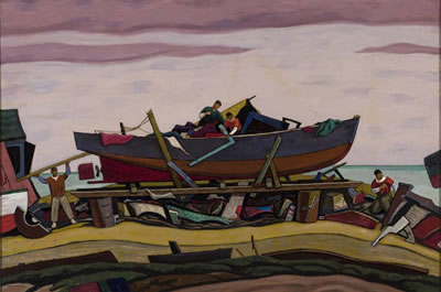 Boatyard I, 1948-51 by Ross Moffett - Auction record, sale price, and art valuation. Compare with similar artists and explore comparable artworks.