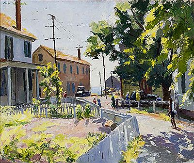 Summer Scene in Yellow with Vintage Car