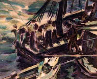 Figures on a Boat