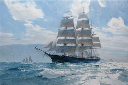 Sample artwork by Christopher Blossom (Born 1956), known for painter-historical-ship, landscape, coastals - View similar artists and auction records